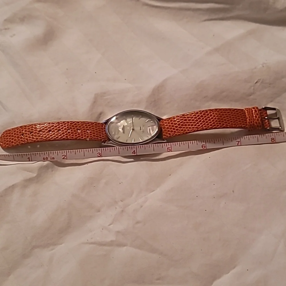 Activa By‎ Invicta Swiss Watch Mother of Pearl Orange Reptile Embossed Band